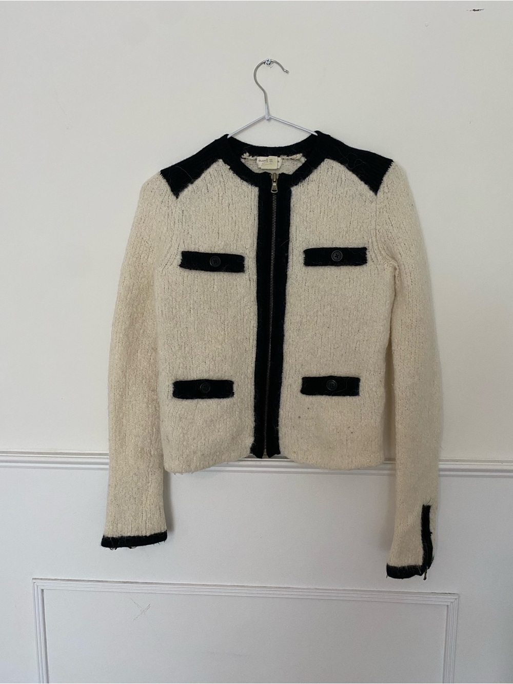 Club Monaco Cream Jacket with Black Trim